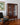 Glass-fronted doors on mid-century display cabinet